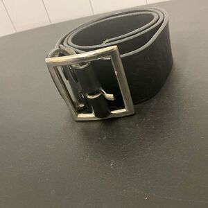 VTG Unbranded Men’s Medium(Standard) Black Genuine Leather Belt Silver Hardware